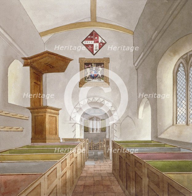 Interior of the Church of St Mary, Bedfont, Middlesex, 1805. Artist: Anon