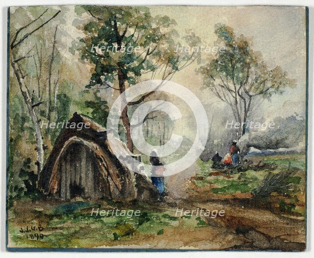 Hut in Woodland Setting, 1890. Creator: John Joseph Gustave Burghoffe.