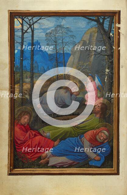 The Agony in the Garden; Prayer Book of Cardinal Albrecht of Brandenburg, about 1525-1530. Creator: Simon Bening.