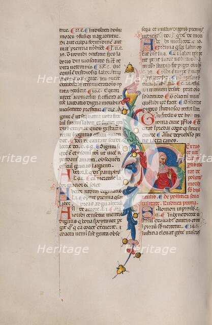 Initial S: Bust Portrait of a Bearded Man in Prayer, early 15th century. Creator: Cristoforo Cortese.
