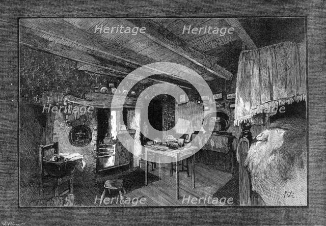 The Century of George Stephenson: the room in which Stephenson was born at Street House, Wylam, 1881 Creator: William James Palmer.