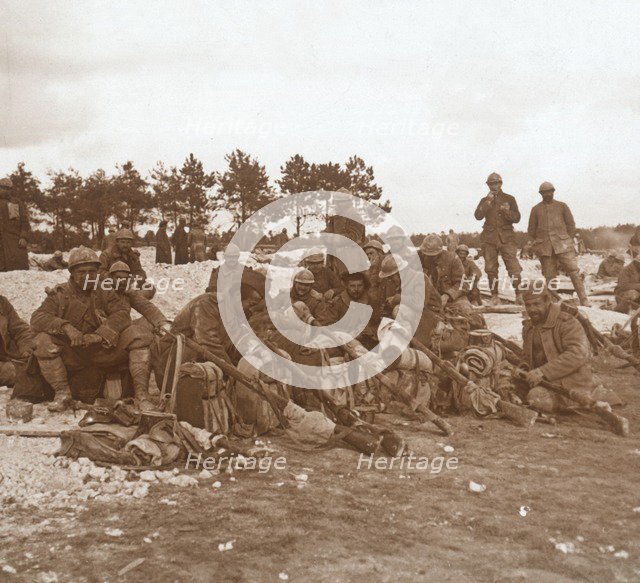 Rest stop, Champagne, northern France, c1914-c1918. Artist: Unknown.