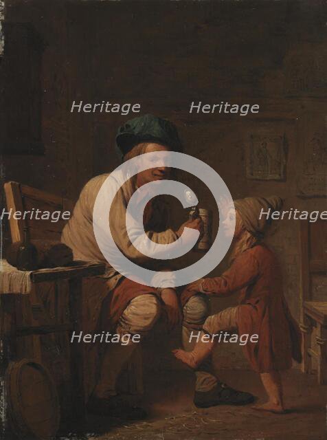 A Peasant Giving his Son Something to Drink, 1781. Creator: Peter Cramer.