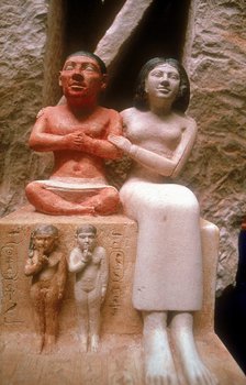The dwarf Seneb with his wife and two children, Giza, 5th Dynasty. Artist: Unknown