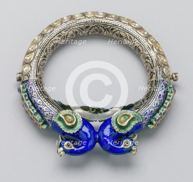 Pair of Bracelets with Peacocks, 19th century. Creator: Unknown.