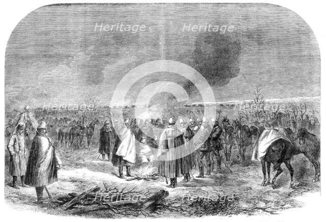 The War in Schleswig: the 9th regiment of hussars...bivouacking on the battlefield..., 1864. Creator: Unknown.