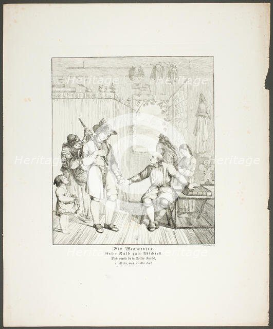 The Signpost, plate ten from Zehn Blätter zu Hebels Alemannischen Gedichten, 1820. Creator: Sophie Reinhard.