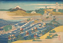 Fuji Seen from Kanaya on the Tokaido (Tokaido Kanaya no Fuji), from the series Thir..., ca. 1830-32. Creator: Hokusai.