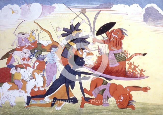 Kali Conquers Raktabija, 1775-1800. Creator: Unknown.