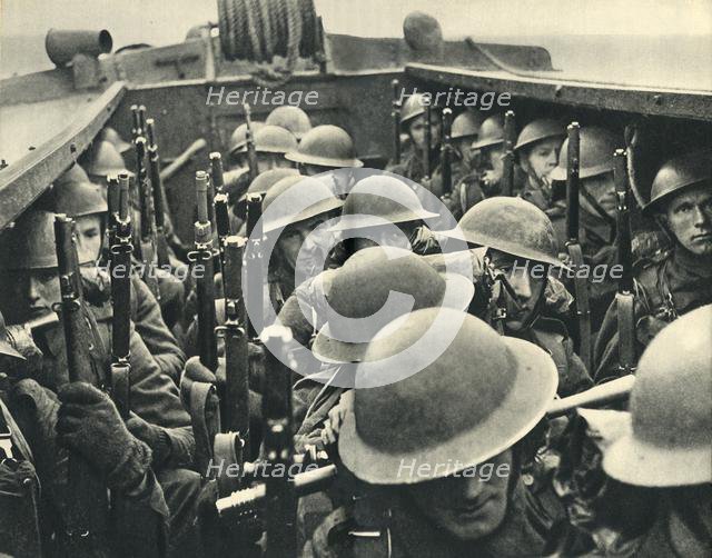 Royal Marines on board a landing craft, World War II, c1939-c1943 (1944). Creator: Unknown.
