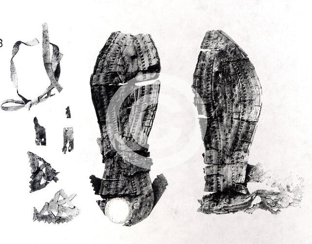 Fragments of a Pair of Sandals, Coptic, 4th century. Creator: Unknown.