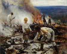 Under the Yoke (Burning the Brushwood). Artist: Järnefelt, Eero (1863-1937)