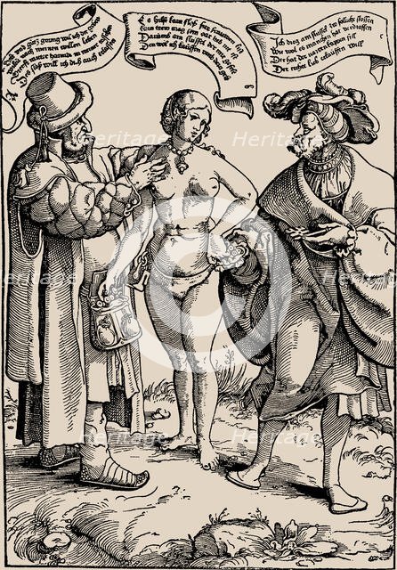 Satire on conjugal fidelity, c.1540. Creator: Vogtherr, Heinrich, the Elder (1490-1556).