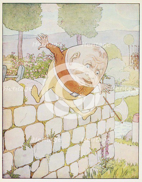 Humpty Dumpty had a great fall, from A Nursery Rhyme Picture Book, pub. 1914. Creator: Leonard Leslie Brooke (1862 - 1940).