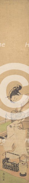 An Oiran Seated upon a Bed, Writing a Letter, ca. 1769., ca. 1769. Creator: Suzuki Harunobu.