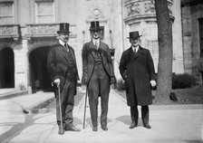 William Gibbs McAdoo, Secretary of The Treasury, Center, with Tumulty And Hugh Wallace, 1913. Creator: Harris & Ewing.