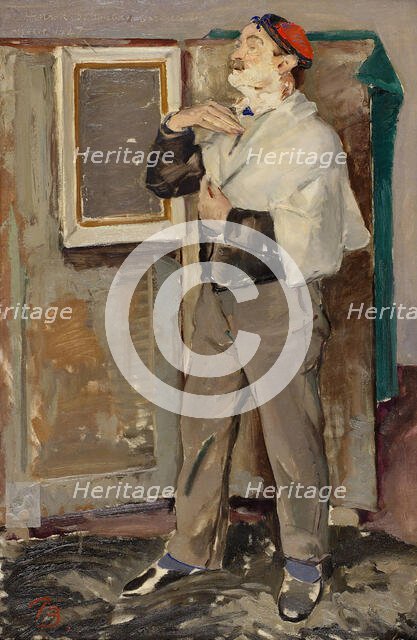 The painter Henrik Schouboe shaving, 1927. Creator: Peter Rostrup Boyesen.