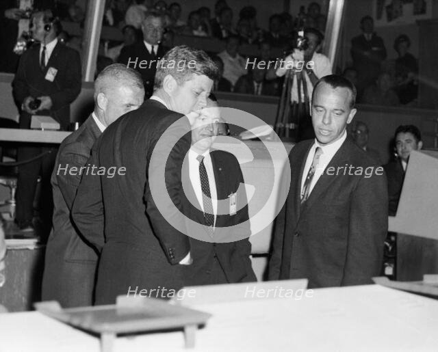 President Kennedy tours Mercury Control Center, Cape Canaveral, Florida, USA, 1962. Creator: NASA.