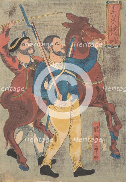 Englishman Walking for Pleasure, 12th month, 1860. Creator: Ichiryusai Yoshitoyo.