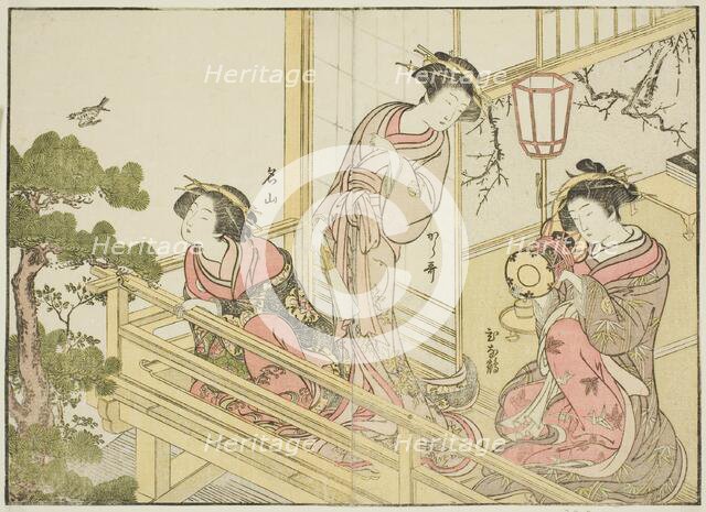 Courtesans of the Chojiya, from the book "Mirror of Beautiful Women of the Pleasure..., 1776. Creator: Shunsho.