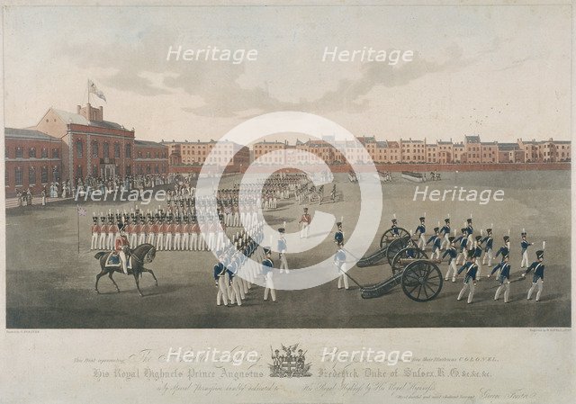 Scene of Honourable Artillery Company, City Road, Finsbury, Islington, London, 1829. Artist: Robert Havell