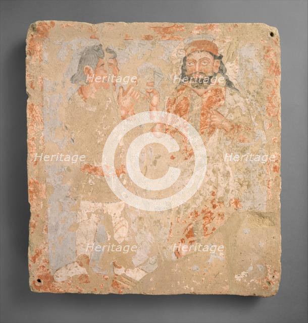 Panel with the god Zeus/Serapis/Ohrmazd and worshiper, ca. 3rd century A.D.. Creator: Unknown.