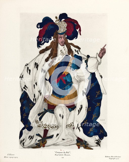 King. Costume design for the ballet Sleeping Beauty by P. Tchaikovsky, 1921. Artist: Bakst, Léon (1866-1924)