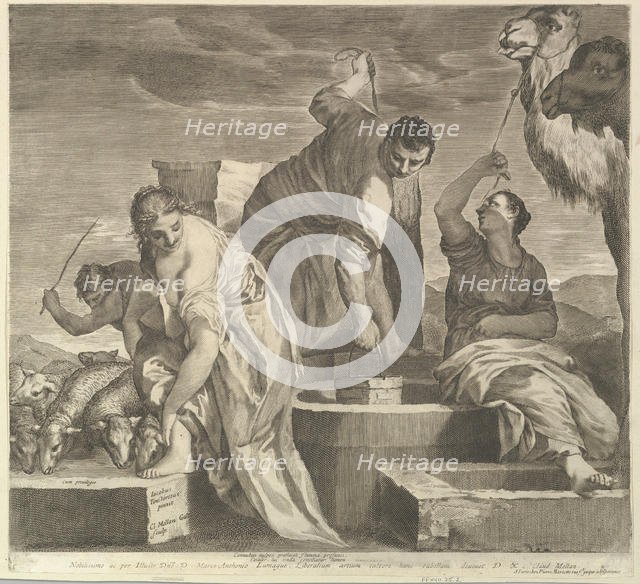 Jacob Draws Water for Rachel's Animals (Jacob abreuve le troupeau de Rachel). Creator: Claude Mellan.