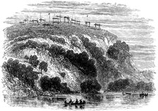 Native North American burial ground, showing the dead on raised platforms, 1876. Artist: Unknown