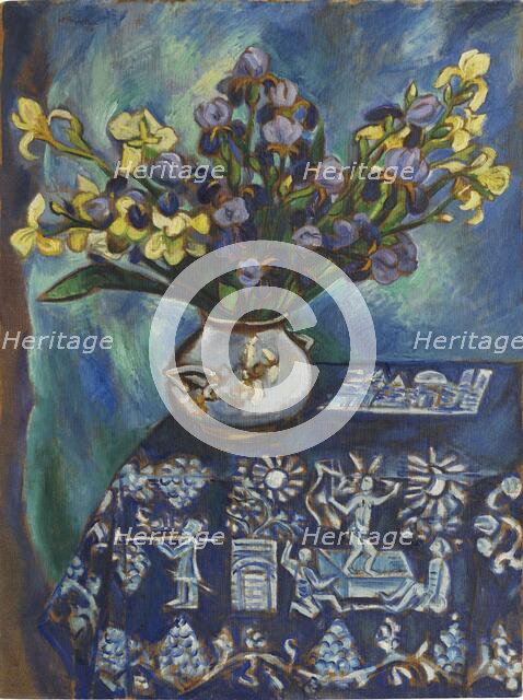 The blue tablecloth (Still life in blue), 1918. Creator: Pechstein, Hermann Max (1881-1955).