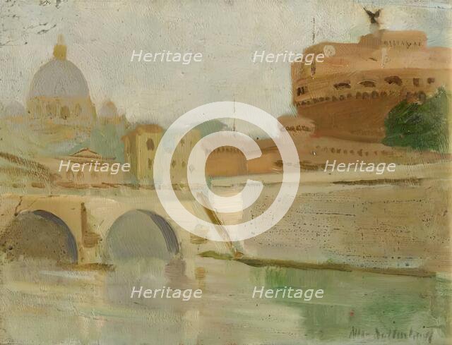 River Tiber and Castel Santangelo, c1905-1918. Creator: Allan Newton Sutherland.