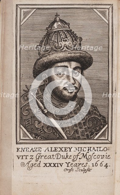 Portrait of the Tsar Alexis I Mikhailovich of Russia (1629-1676) From: The Present State of Russia by Samuel Collins, 1664. Artist: Anonymous  