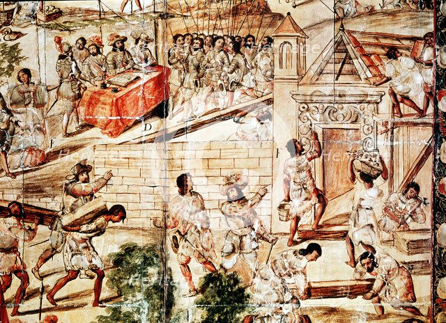 The building of Mexico City, 16th century. Artist: Unknown