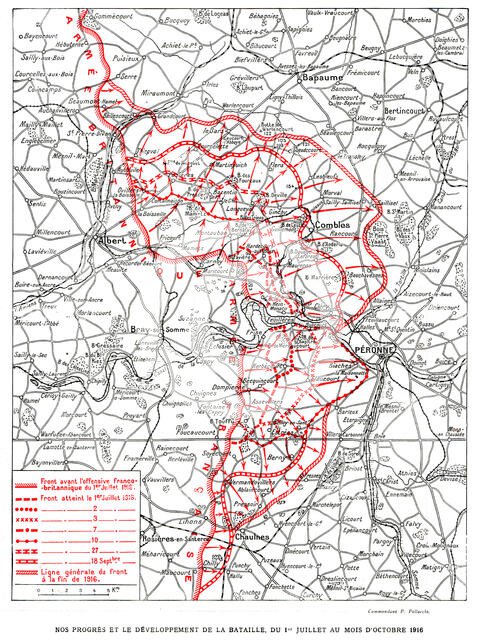 'Le Theatre de Notre Offensive de la Somme; Nos progres et le developpement de la bataille du 1er ju Creator: Unknown.
