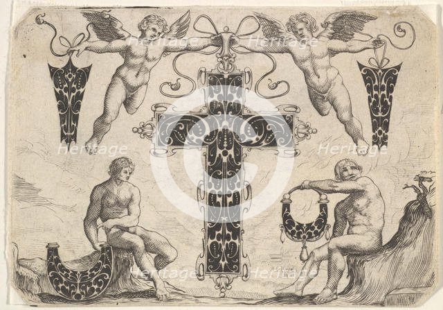 Cross-shaped Pendant and Four Other Motifs, 1622. Creator: Giovanni Battista Costantini.