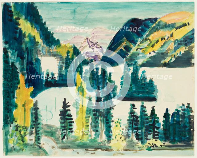 Landscape with Mountain Lake, between 1923 and 1926. Creator: Ernst Kirchner.