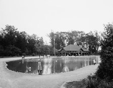 Lake and pavilion, Clark Park, Detroit, Mich., c1908. Creator: Unknown.
