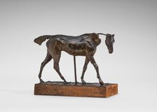 Thoroughbred Horse Walking, Part of the Neck Missing, early 1870s. Creator: Edgar Degas.