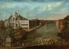 Procession of the Grand Vizier on the Hippodrome Square with the Sultan Ahmed Mosque, 1737. Artist: Vanmour (Van Mour), Jean-Baptiste (1671-1737)