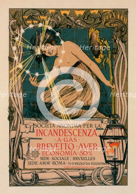 Incandescent a gas. Brevetto Auer, 1895. Creator: Mataloni, Giovanni (1869-1944).