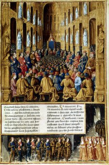 Pope Urban II presiding over the Council of Clermont, France, 1095 (c1490). Artist: Unknown