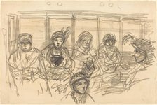 Riders on the Metro, c. 1890. Creator: Theophile Alexandre Steinlen.