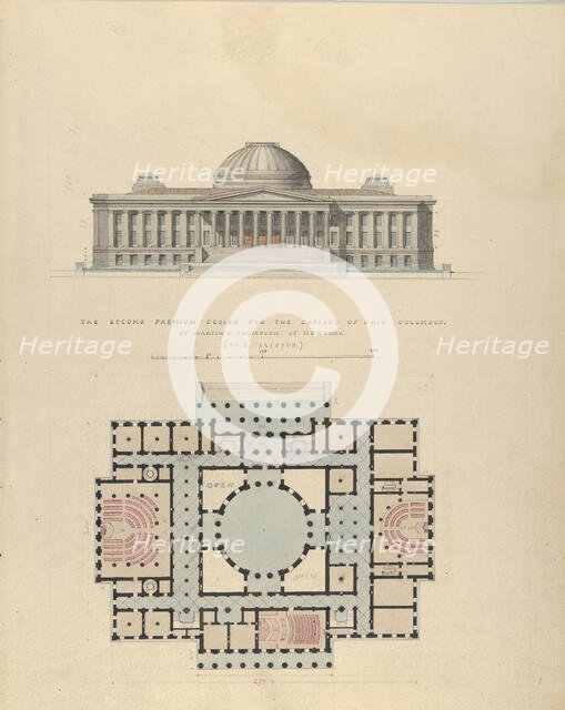 The Second Premium Design for the Capitol of Ohio, Columbus, ca. 1839. Creator: Alexander Jackson Davis.