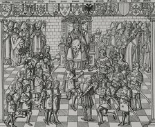 Pope Urban II, (1042-1099) preaching at the Council of Clermont, 1095, 1522 (1877).  Creator: Unknown.