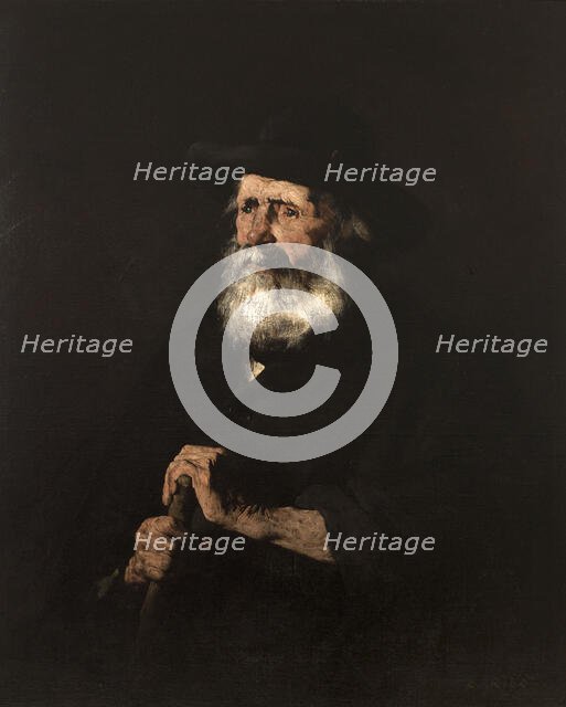 Portrait d'un vieillard, c.1875. Creator: Theodule Ribot.