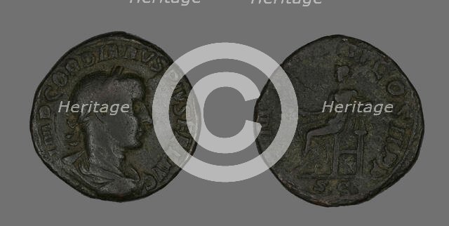 Sestertius (Coin) Portraying Emperor Gordianus, 238. Creator: Unknown.