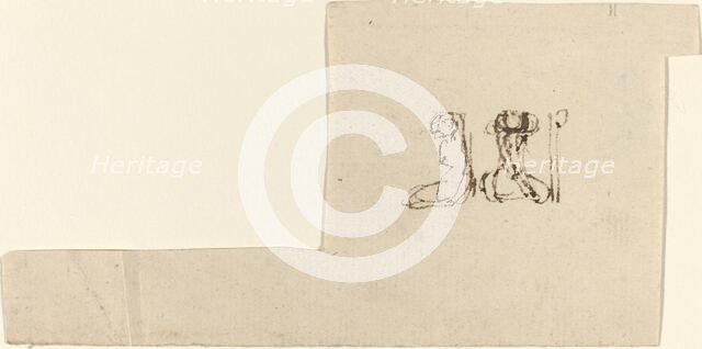 Two Seated Female Figures with Arms Lifted Overhead. Creator: John Flaxman.