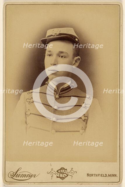 Vignette portrait of a young soldier, 1870s. Creator: Ira E Sumner.