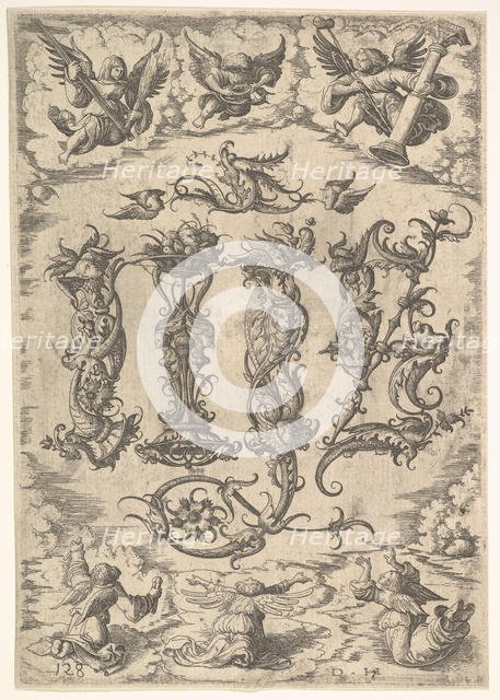 IHS Monogram surrounded by Six Angels, ca. 1485-1536. Creator: Daniel Hopfer.