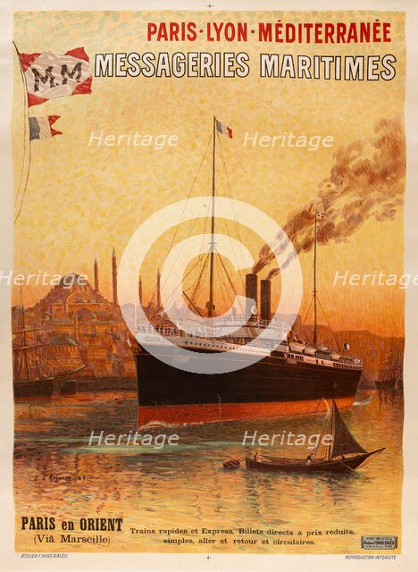 Messageries Maritimes. Paris - Lyon - Méditerranée, 1909. Creator: D'Argence, Eugène (1853-1920).